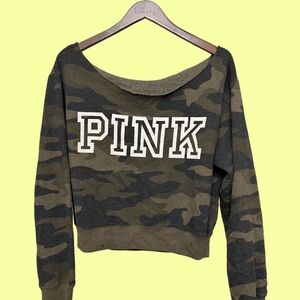 Camo Off-Shoulder Sweatshirt